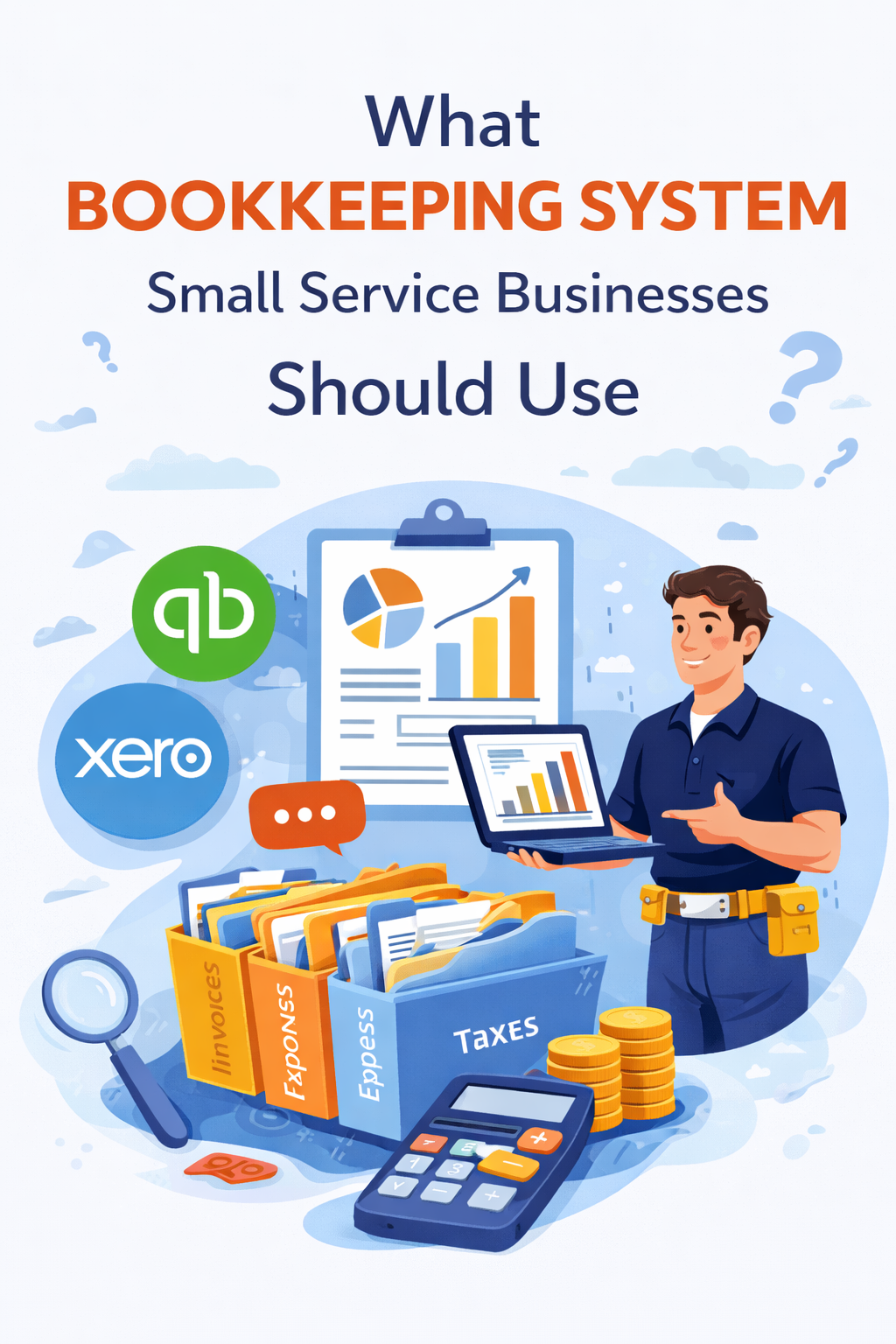 Best bookkeeping system for small service businesses in Dallas Fort Worth Texas featuring QuickBooks and Xero with financial reports, expense tracking, and organized accounting workflow